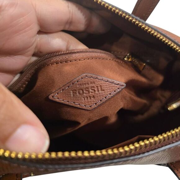 Fossil Wren Satchel Women's Medium Brown Leather Adjustable Strap Shoulder‎ Bag - Picture 9 of 9